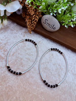 Load image into Gallery viewer, Antique Silver Anklet with Black crystal Beads