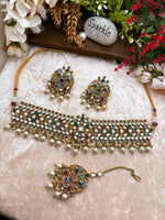 Load image into Gallery viewer, Katrina Mirror Indian Choker Set