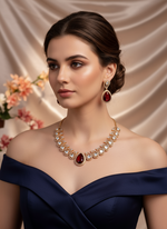 Load image into Gallery viewer, Moissanite polki Necklace set with earrings