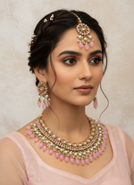 Load image into Gallery viewer, Misha Baby Pink Polki Indian Choker Set