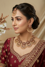 Load image into Gallery viewer, Kamisha Maroon Polki Indian Necklace Set