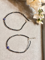 Load image into Gallery viewer, Crystal black beads Evil eye Anklet