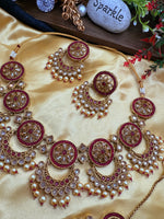 Load image into Gallery viewer, कामिशा मैरून पोल्की भारतीय हार सेट