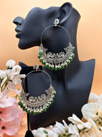 Load image into Gallery viewer, chandbali Oxidised Oversized Peacock Earrings