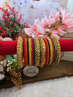 Load image into Gallery viewer, Multicolor velvet bangles with stone Kada