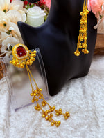 Load image into Gallery viewer, Red gold plated Kashmiri Earrings with hanging ghungru