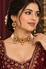 Load image into Gallery viewer, rajwadi Polki choker with earrings