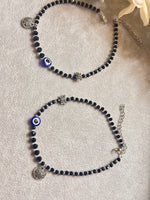 Load image into Gallery viewer, Crystal black beads Evil eye Anklet