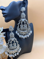 Load image into Gallery viewer, Jhummar Long Kundan Chandbali Earrings