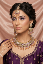 Load image into Gallery viewer, Sitara lavender champagne combination color polki Necklace set