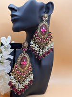 Load image into Gallery viewer, Lotus Meenakari Big Earring