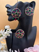 Load image into Gallery viewer, Samantha American Diamond Big Stud & Tikka set