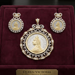 Load image into Gallery viewer, AD Gold Platted oversized Victorian Pendant and Earring set
