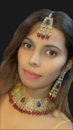 Load image into Gallery viewer, मल्टी कलर पोल्की नेकलेस सेट