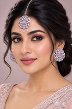 Load image into Gallery viewer, Samantha American Diamond Big Stud & Tikka set