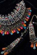 Load image into Gallery viewer, Black Metal Pakistani Multi Color Choker Set