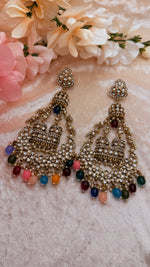 Load image into Gallery viewer, Jhummar Long Kundan Chandbali Earrings