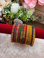 Load image into Gallery viewer, Multicolour Gold Metal Bangles