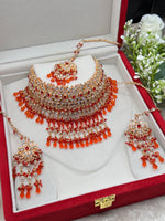 Load image into Gallery viewer, Red Choker Set In RoseGold