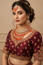 Load image into Gallery viewer, रोज़गोल्ड में लाल चोकर सेट