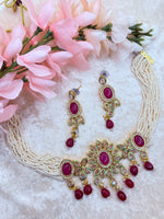 Load image into Gallery viewer, Hot Pink Crystal Kundan choker set
