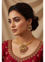 Load image into Gallery viewer, Peacock Hasli necklace with earring