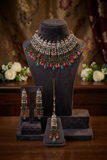 Load image into Gallery viewer, Black Metal Pakistani Multi Color Choker Set