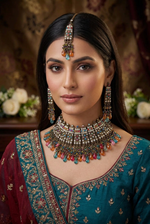 Load image into Gallery viewer, Black Metal Pakistani Multi Color Choker Set