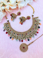 Load image into Gallery viewer, Harmeet Multi Color Polki Indian Choker Set