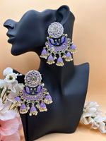 Load image into Gallery viewer, Radha Kundan Meenakari Peacock Earrings