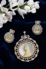 Load image into Gallery viewer, AD Gold Platted oversized Victorian Pendant and Earring set