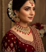 Load image into Gallery viewer, फ़िरोज़ा हरा सिल्वर पोल्की चोकर सेट