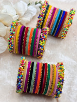 Load image into Gallery viewer, MultiColor velvet Bangles with Kadas