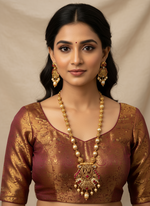 Load image into Gallery viewer, Gahena Rani Color Matte Gold Temple Necklace Set