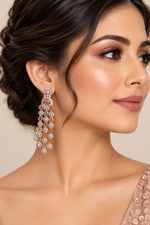 Load image into Gallery viewer, Rosegold Ad stones long Hanging Earring