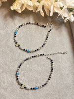 Load image into Gallery viewer, Crystal black beads Evil eye Anklet