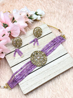 Load image into Gallery viewer, Lavender Polki Indian Choker Set