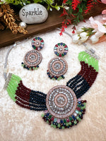 Load image into Gallery viewer, Gaurika American Diamond layered Pearls Choker Set