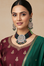 Load image into Gallery viewer, Gaurika American Diamond layered Pearls Choker Set