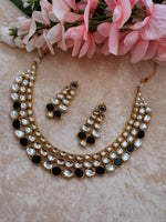 Load image into Gallery viewer, White Black Kundan Necklace With Earring