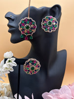 Load image into Gallery viewer, Samantha American Diamond Big Stud & Tikka set