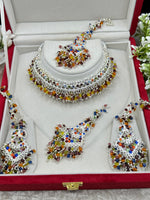 Load image into Gallery viewer, Multi Color Silver Pakistani Choker Set