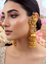 Load image into Gallery viewer, Designer Peacock High Quality Kashmiri Brass Gold Plated jhumki earrings
