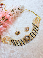 Load image into Gallery viewer, Sleek Pearl With American Diamond Choker Set