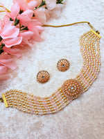 Load image into Gallery viewer, Sleek Pearl With American Diamond Choker Set