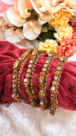 Load image into Gallery viewer, Kundan Meenakari Openable Kangan Set ( Rajasthani kadas ) ( size 2.8)