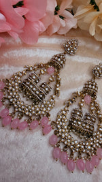 Load image into Gallery viewer, Jhummar Long Kundan Chandbali Earrings