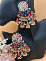 Load image into Gallery viewer, Radha Kundan Meenakari Peacock Earrings