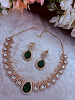 Load image into Gallery viewer, Moissanite polki Necklace set with earrings