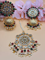 Load image into Gallery viewer, Crystal Kundan Jhumki Tikka Set